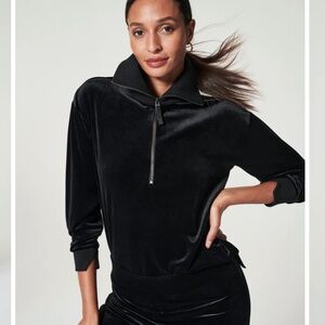 SPANX Velvet Half Zip Top NWOT